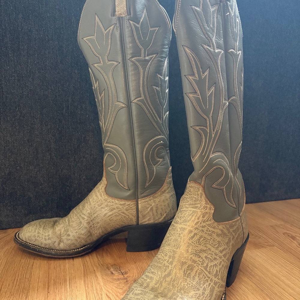 Grey Leather Cowgirl Boots